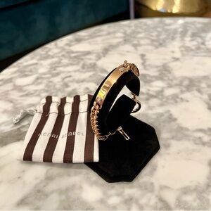 Henri Bendel Rose Gold Tag Logo Toggle Chain Bracelet
